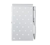 OOLA.DETAL Metal Memo Pad With Built In Twist Action Ballpoint Pen Pocket Journal Notepads 70 Pages Unlined For Offices