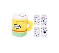 OOLA.DETAL Plushes Beer Mugs Squeaky Dog Enrichment Toy Hide & Seeks Feature for Scent Work Mental Safe Washable Fabric