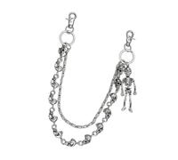 OOLA.DETAL Punk Charm Metal Skull Head Jeans Chain Trendy and Cool Waist Chain For Men And Women Fashion Accessory