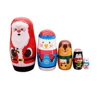 OOLA.DETAL Russian Nesting Dolls 5 Pieces Hand Painted Toy Christmas Theme Porcelain Theme Traditional Russian Stacking