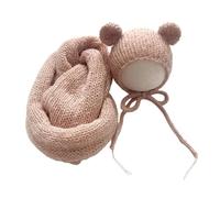 OOLA.DETAL Soft Wrap & Crochet Hat Set Comfortable Newborn Bear Theme Costume set Perfect for Newborns Photography