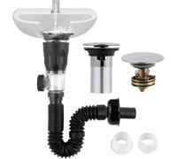 OOLA.DETAL Universals Bathroom Sink Drain Set for 1 1/4" 1 1/2" 2" Holes Flexible Pipe 6.7" to 37" Anti Clog Anti Odors