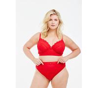 Oola Lingerie Lace And Logo Longline Underwired Bra Red 40E