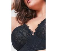 Oola Lingerie Lace & Logo Underwired Longline Bra In Black Black 44D