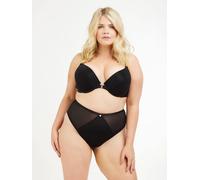 Oola Lingerie Soft Mesh Control High Waist Brief In Black Black 26-28