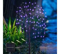 ooLALoo Outdoor Tree Solar Willow Tree 4.6 FT Artificial Plant for Garden Waterproof with Blink Modes for Patio Decor (Purple)