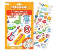 Ooly 50 Temporary Tattoos For Kids, Safe & Non-Toxic Temporary Tattoo, Party Favors Summer Crafts for Kids 4-8, Great Goodie Bag Stuffers & Fun Birthday Decorations - Awesome Doodles