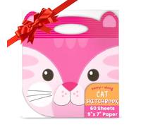 OOLY Carry Along Sketchbook for Kids, 60 Pages, 9 x 7 inches, Portable Sketch Book, Drawing Pad for Travel - Cat