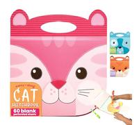 OOLY Carry Along Sketchbook for Kids, 60 Pages, 9 x 7 inches, Portable Sketch Book, Drawing Pad for Travel - Cat