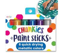 Ooly Chunkies 6 Metallic Paint Sticks For Kids, Tempera Paint Sticks Metallic Colors Set, No Mess Quick Drying Art Supplies for Toddlers and Kids