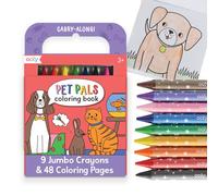 OOLY Kids Coloring Book 9 Jumbo Crayon Kit - Pet Pals
