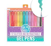 Ooly Oh My Glitter Gel Pens - Set of 12 Cute Art and Back to School Supplies for Girls, Planner Pen with Comfort Grip, Ideal Retractable Glitter Pens for Decorations & Office Use
