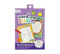 OOLY Word Search Cards for Kids - 24 Activity Cards with Exciting Themes, Tic Tac Toe on Every Card - Fun On-the-Go Word Search Games, Ages 6 and Up