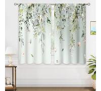 oolygoo Sage Eucalyptus Botanical Leaves Floral Window Curtains Butterfly Farmhouse Flower Leaf Rod Pocket Sage Green Curtain Drapes Curtains for Bedroom Living Room Treatment 2 Panels 42Wx45H Inch