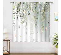 oolygoo Sage Green Eucalyptus Botanical Leaves Floral Window Curtains Watercolor Flower Plant Wildflower Farmhouse Curtain Drapes Herb Plant Curtains for Bedroom Living Room Treatment 42Wx63H Inch