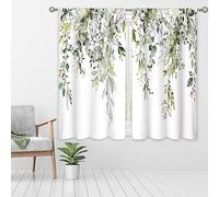 oolygoo Sage Green Eucalyptus Leaves Window Curtains Flower Watercolor Floral Botanical Plant Wildflower Farmhouse Curtain Drapes Herb Curtains for Bedroom Living Room Treatment 2 Panels 42Wx63H Inch