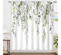 oolygoo Sage Green Eucalyptus Leaves Window Curtains Flower Watercolor Floral BotanicalPlant Wildflower Farmhouse Curtain Drapes Herb Curtains for Bedroom Living Room Treatment 2 Panels 52Wx84H Inch