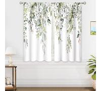 oolygoo Sage Green Eucalyptus Leaves Window Curtains Flower Watercolor Floral BotanicalPlant Wildflower Farmhouse Curtain Drapes Herb Curtains for Bedroom Living Room Treatment 2 Panels 29Wx63H Inch