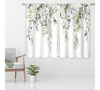 oolygoo TUKIMA Eucalyptus Leaves Watercolor Flower Window Treatments Curtains Wild Flower Pattern Window Treatments for Bedroom Living Room 2 Panels Sage Green 42x45 Inch