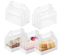 Oomcu 15 Pack Clear Gable Bakery Gift Boxes with Cardboard,Candy Treat Gift Box for Party Pastry Treat Dessert Cookies Birthday Holiday Christmas Valentine Birthday Baby Shower(6.3" x 3.5" x 3.2")