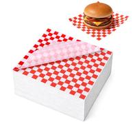 Oomcu Red & White Checkered Dry Waxed Deli Paper, 7x7in, 200 Sheets - Small Dessert & Treat Wraps