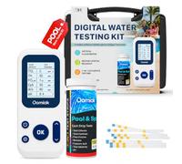 Oomiak Digital Pool Water Tester Kit, 7-in-1 Results Reader High/Low Alerts | Reads Cyanuric Acid, Total Hardness, pH, Chlorine, Bromine, Total Alkalinity for Pools, Hot Tubs and Spas, No APP Required
