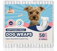 OOMICAT Dog Diapers Male, X-Small 50 Ct, Super Absorbent Male Dog Wraps with Wetness Indicator, Soft Pearl Weave Non-Woven Fabric, Breathable Belly Bands for Male Dogs, Fit for Chihuahua, Yorkshire