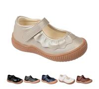 Oomphies Amina Ruffled Mary Jane Shoes for Girls - Comfy Slip On Dress Shoes with Hook & Loop Closure and Cushion Footbed