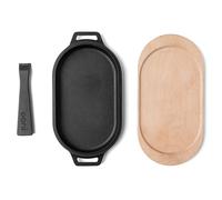 Ooni Cast Iron Sizzler Plate - Cast Iron Pan with Removable Handle - 24.9 x 12.9 cm