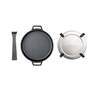 Ooni Cast Iron Skillet Pan - 9" Round Skillet with Removable Handle and Sainless Steel Trivet, Cast Iron Frying Pan, Pre-Seasoned Non-Stick Oven Safe Cookware, Pizza Oven and BBQ Accessories