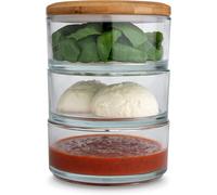 Ooni Glass Storage Bowls with Lids - Stackable, Sealable Set of 3 for Pizza Prep