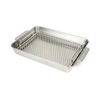 Ooni Large 17" x 12" Roasting Pan - Non Stick Stainless Steel Roasting Tray with Rack and Wooden Carving Meat Board, Ovensafe Cookware, Roaster Tin