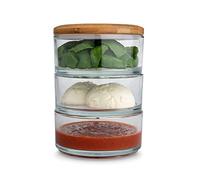 Ooni Stack- Glass Stackable Storage Containers, Dough Proofing Box, Stack Storage, Sealable Kitchen Containers with Lid - Reusable Set of 3 Containers