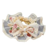 OonMan kitten collar Pet Embroidered Bib Lace Bib 1 Piece Dog Cat Collar-Pink-S