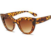 OonMan sunglasses womens Half White Black Grey Lenses Cute Women'S Cat Eye Sunglasses-Leopard Frame Brown-A