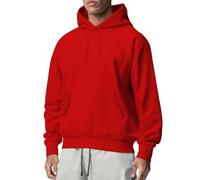 OonMan superdry hoodie men Men'S Sport Solid Colour Fleece Sweatshirt Hoodie-Red-Xl