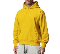 OonMan superdry hoodie men Men'S Sport Solid Colour Fleece Sweatshirt Hoodie-Yellow-Xl