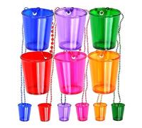 OONOYWOO 12Pcs Hen Party Shot Glasses Beaded Bridal Shot Glass 2 oz Plastic Shot Glasses with Beaded Necklace for Bachelorette Party Birthday Wedding Camping Festival