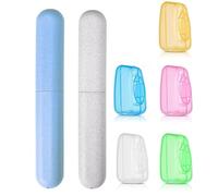OONOYWOO 2 Pcs Toothbrush Case and 5 Pcs Portable Toothbrush Head Covers, Portable Toothbrush Case, Toothbrush Caps for Family, Travels Outdoor Camping Hiking
