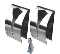OONOYWOO 2Pcs Self Adhesive Metal Towel Holders Wall Mount Tea Towel Hook Rack Stainless Steel Hand Towels Hook Rack for Bathroom and Kitchen No Drilling Required, Silver