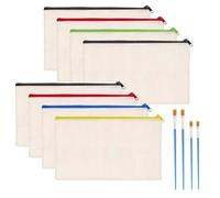 OONOYWOO 8 Pcs Canvas Pencil Case, Blank Canvas Pencil Case, Plain Canva Zipper Pouch for Travel DIY Craft School