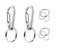 OONOYWOO Dog Tag Clips 2 Pack 304 Stainless Steel Quick Clips with Rings Easy Change Pet ID Holder for Small Dog and Cat Collars and Harnesses Medium Silver