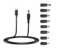 OONOYWOO PD to DC Adapter Cable, 1m Type C to DC 5.5 X 2.1mm Adapter Power Charging Cable with 8 DC Conversion Heads