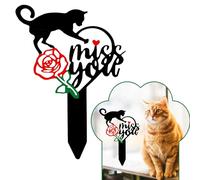 Oooct Cat Memorial Stake, Metal Grave Marker, Pets Headstone Sign, Remembrance Gift for Cat Lovers, Black