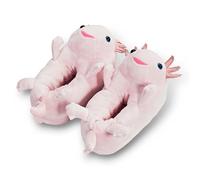 ooohyeah Kids Plush Cute Fuzzy Slippers, Funny Cozy Non-Slip House Shoes for Boys & Girls, Lulu the Axolotl