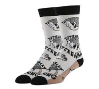 ooohyeah Men's Novelty Animal Fun Saying Crew Socks, Funny Crazy Dress Socks, Stressed Opossum, Stressed Opossum, 8-13