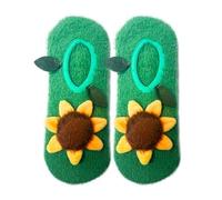 ooohyeah Women’s Animal Mary Janes Sock Slippers, Funny Cute Travel Trip Socks, One Size, Sun Flower, 5-10