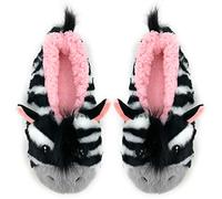 ooohyeah Women’s Funny Fuzzy Animal Slippers, Cute Cozy Non-Slip House Slippers for Women, Manatee Splash, Zz Zebra, 5-6