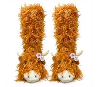 OoohYeah Women's Llamama Unicorn Penguin Pig Rabbit Kitten Super Warm Cozy Soft Cozy Slippers Sheep Slippers, Highland Cattel, 5-10