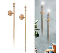 OOOMART.COM Candle Sconces - Set of 2 Gold Long Wall Candle Sconce Retro Chic Wall Sconces Candle Holder Decoration for Dining Room, Living Room, Office, Bathroom